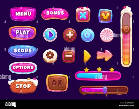 Game interface candy buttons and window, loading bar, slider, menu ...