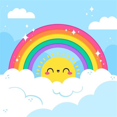 虹のかわいいイラスト のベクトルとイラストを無料でダウンロード | Freepik