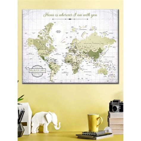 Buy POSTERS AND TRUSS White Green World Map Wall Art Online
