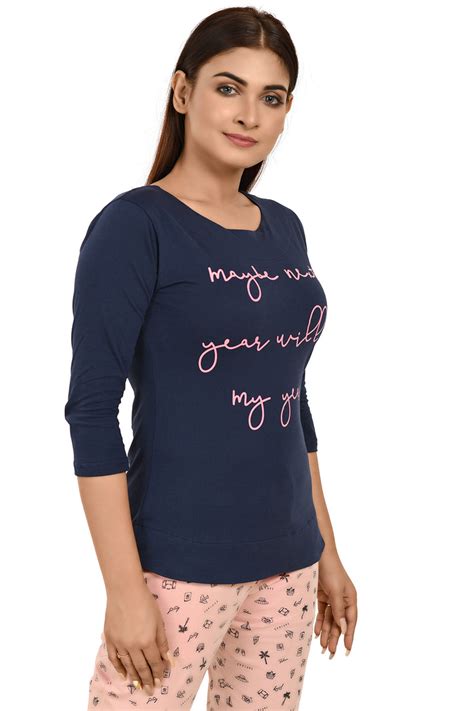 Dusty Blue Boat Neck Printed Tees – Deepee Online Store