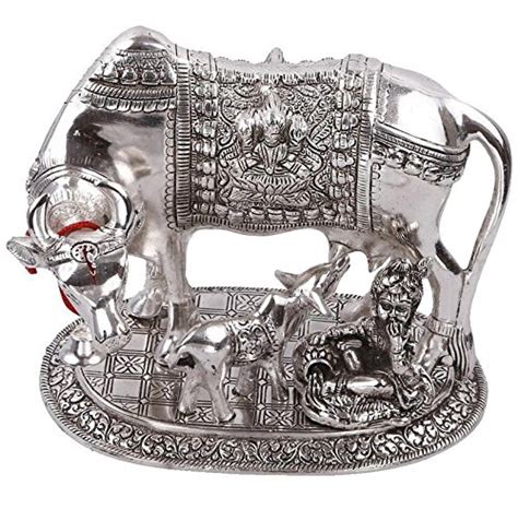Buy GiftNagri Silver Antique Metal Cow Calf Ladoo Gopal Statue Hindu ...