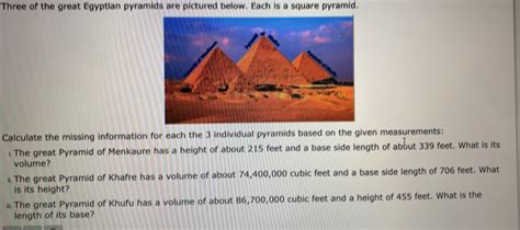 Three of the great Egyptian pyramids are pictured - Gauthmath