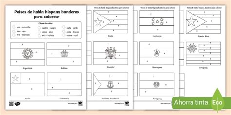 Países de habla hispana banderas para colorear