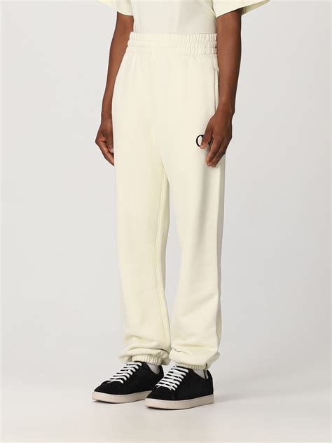 OFF-WHITE: cotton pants with logo - Beige | Off-White pants ...