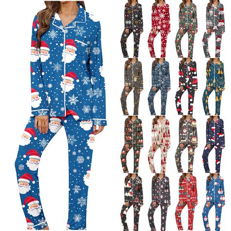 VBTAPA Womens Christmas Pajama Sets Novelty 3D Printed Long Sleeve ...