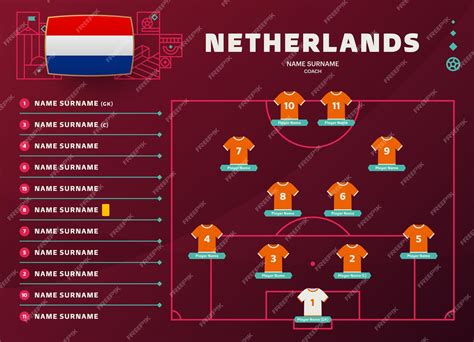 Premium Vector | Netherlands lineup world Football 2022 tournament final stage vector ...