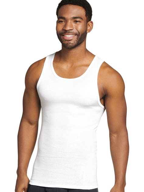 Jockey® Essentials Men's 100% Cotton Tank Top, 3 Pack, White Undershirt ...