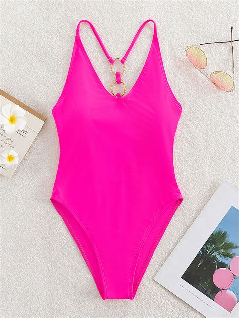 Ring Linked Backless One Piece Swimsuit | SHEIN EUR