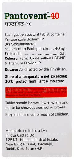 Pantovent 40 Tablet 10: Uses, Side Effects, Price & Substitutes