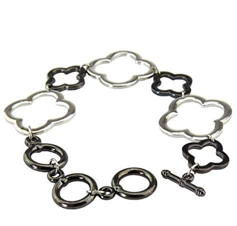 Buy OOMPH Jewellery Black, Silver & Grey Floral Fashion Bracelet for ...