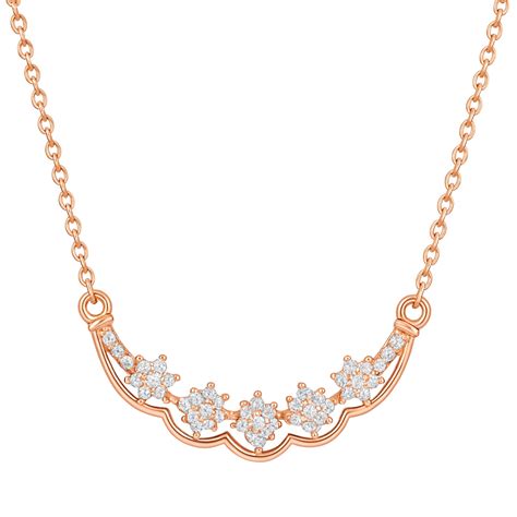Nilu’s Collection Rose Gold Plated Floral AD Stone Pendant Necklace fo ...