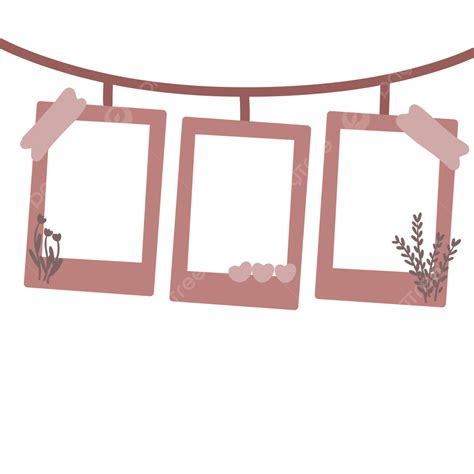 Pink Polaroid Frame With Blue Flower Decoration, Polaroid Set, Polaroid ...