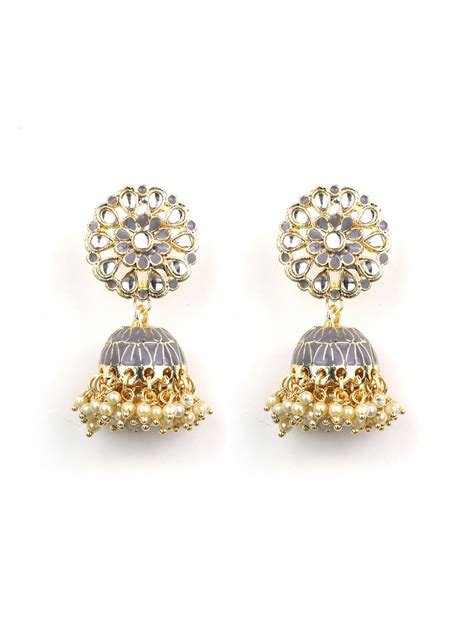 Kundan Studded beaded Jhumka Earring – Priyaasi