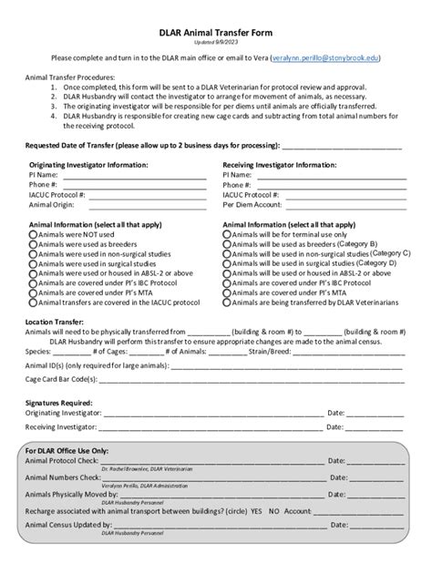 Fillable Online Animal Transfer Procedures Fax Email Print - pdfFiller