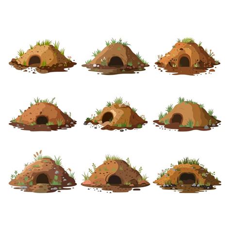 Collation of groundhog burrow vector illustration | Premium AI ...