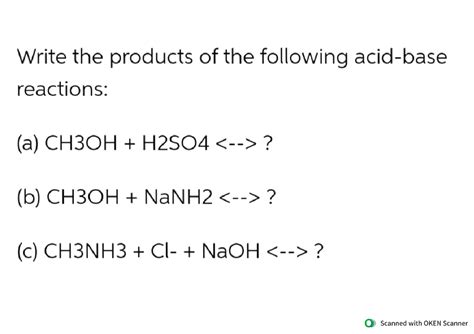 Chemistry 6 - Products of the Acid-Base Reactions - Organic & Inorganic ...