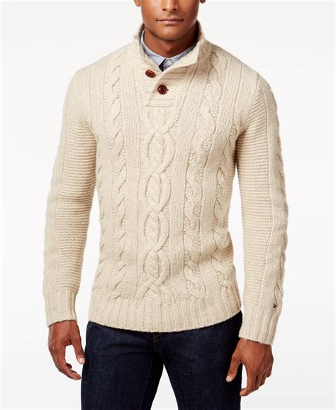 Tommy Hilfiger Men's Bruce Stand-Collar Cable-Knit Sweater | Men's knit ...