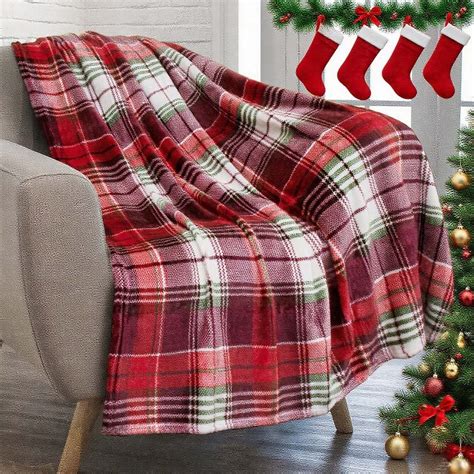 Cadorn 1PCS Red Plaid Christmas Blanket 51x39 Inch, Cozy Flannel Throw ...