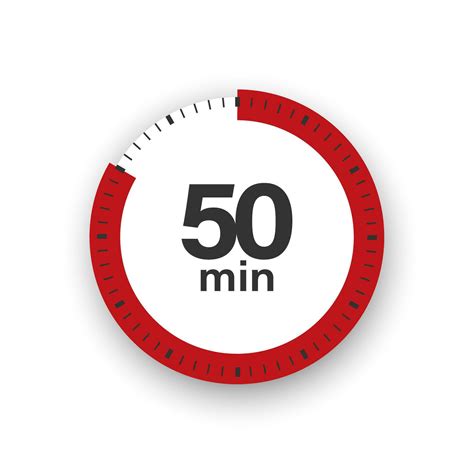 50 minutes timer. Stopwatch symbol in flat style. Editable isolated ...