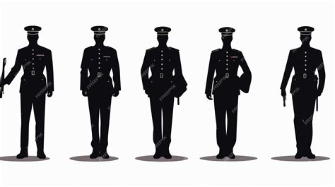 Military Officer Silhouettes Set on White Background | Premium AI-generated vector