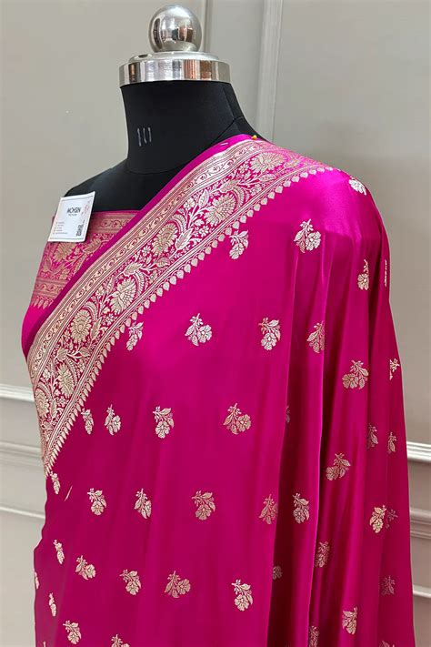 Pink Chaman Buti Katan Silk Banarasi Saree – Mohsin Textiles