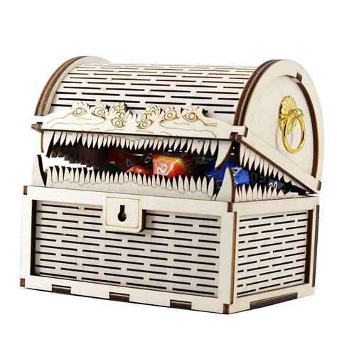 Buy DND Mimic Chest Box Wood Laser Cut Dice Storage Case Perfect for ...