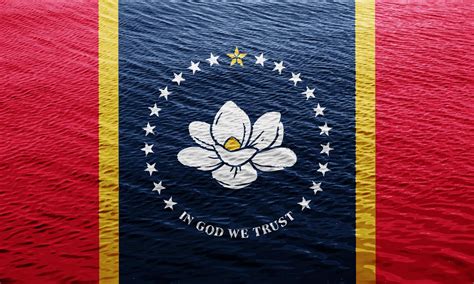 Flag of Mississippi state USA on a textured background. Concept collage ...