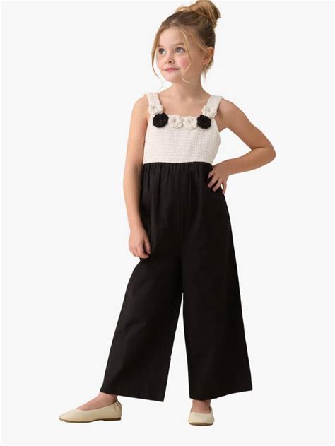 Angel & Rocket Kids' Crochet Linen Jumpsuit, Black/Multi
