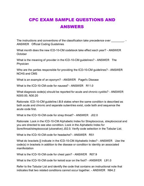 CPC EXAM SAMPLE QUESTIONS AND ANSWERS - Browsegrades