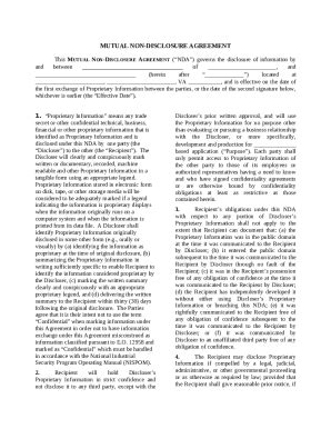 Mutual Non-Disclosure Agreement Doc Template | pdfFiller