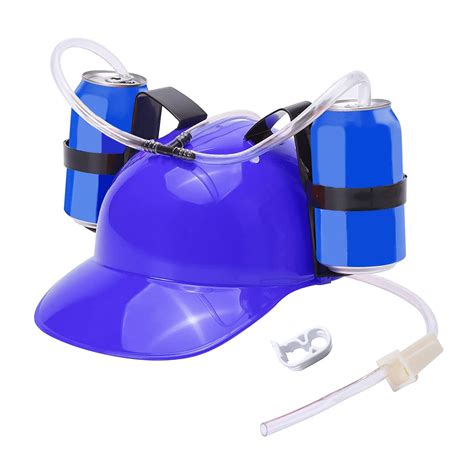 Lazy Drinker Drinking Helmet Beer Can Hat With Straw For Beer Soda Cola ...