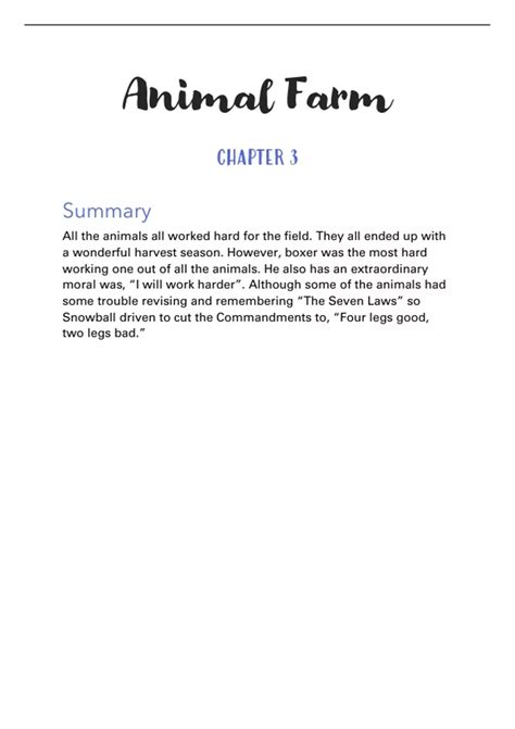 Animal Farm Chapter 3 summary and analysis - English Literature - Stuvia UK
