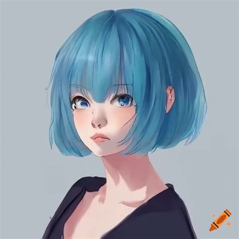 Blue-haired anime girl with a tsundere personality on Craiyon