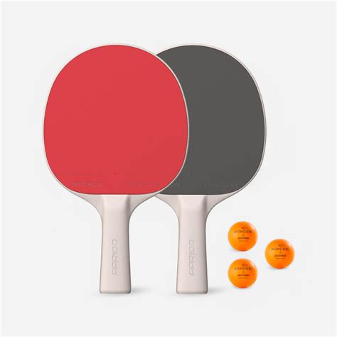 Set of 2 Durable Bats + 3 Table Tennis Balls - Set PPR 100 PONGORI ...