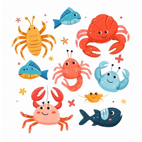 A collage of different types of crabs and lobsters | Premium AI ...