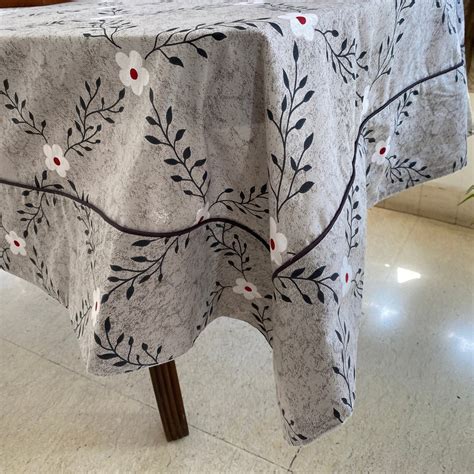 Leafy Bloom 6 Seater Dining Table Cover, 100% Cotton, 60" x 90" – Coral ...