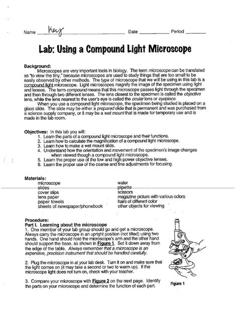 Image result for Introduction to Microscope Lab Answer Key