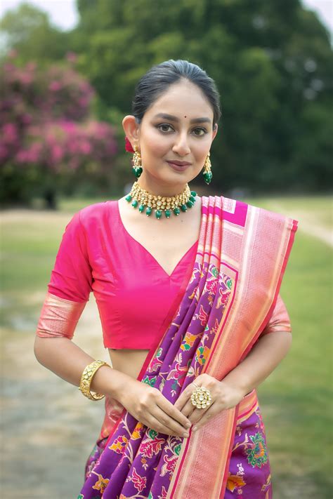 Buy Purple Zari Banarasi Silk Saree – Kalyanja