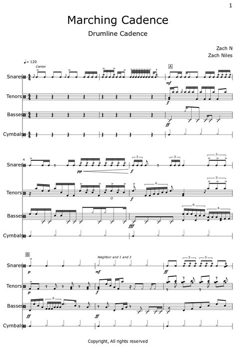 Marching Cadence - Sheet music for Marching Snare Drums, Marching Tenor ...