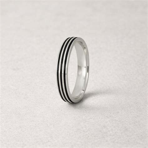 Black Layered Silver Band Ring | Unisex Bold Style | Trishhna