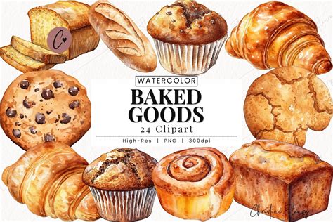 Watercolor Baked Goods Clipart Graphic by Christine Fleury · Creative ...