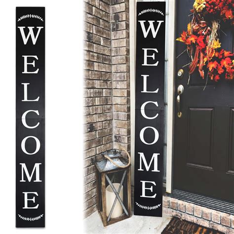 Tall Outdoor Welcome Sign for Front Door, 6ft Black Welcome Sign,Rustic ...