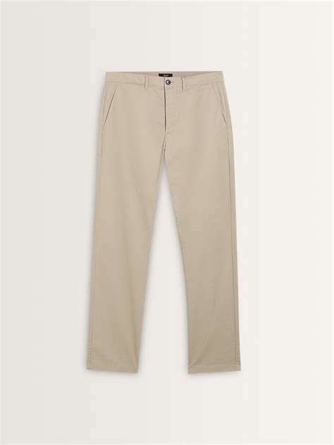 Buy Ascot Beige Relaxed-Fit Mid-Rise Cotton Blend Chinos from Westside