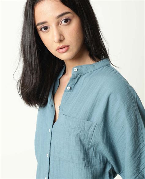 Rareism Women's Imro Green Mandarin Collar Plain Knee Length Tailored