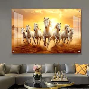 The Hanging Story 7 Running Horses Wall Painting for Living Room ...