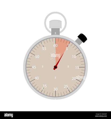 Highlighted five seconds on stopwatch. Vector five minute clock, number ...