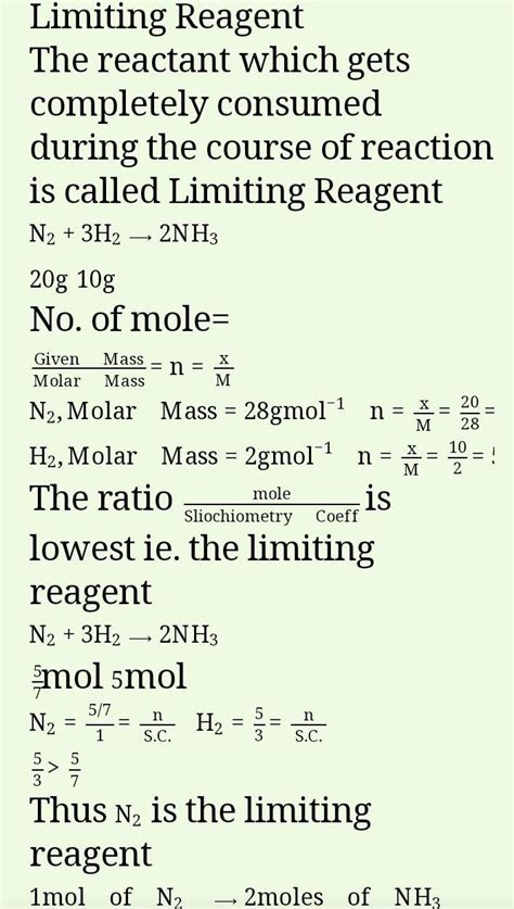If 20 g of nitrogen is reacting with 30 g of hydrogen identify the ...