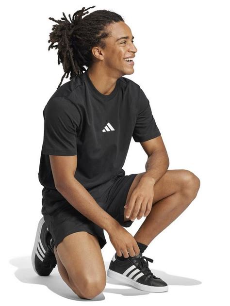 adidas Essentials Small Logo Single Jersey T-Shirt, Black/White