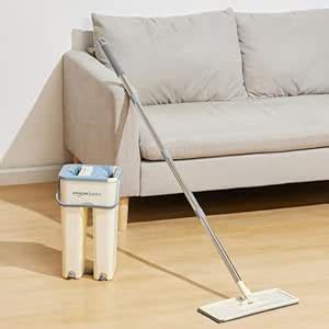 Amazon Basics Floor Mop With Bucket | Flat Squeeze Mechanism | 360 ...