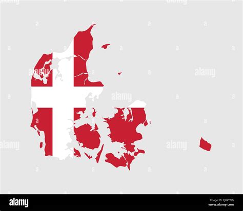 Denmark Map Flag. Danish Map with the Dane country banner. Vector Illustration Stock Vector ...